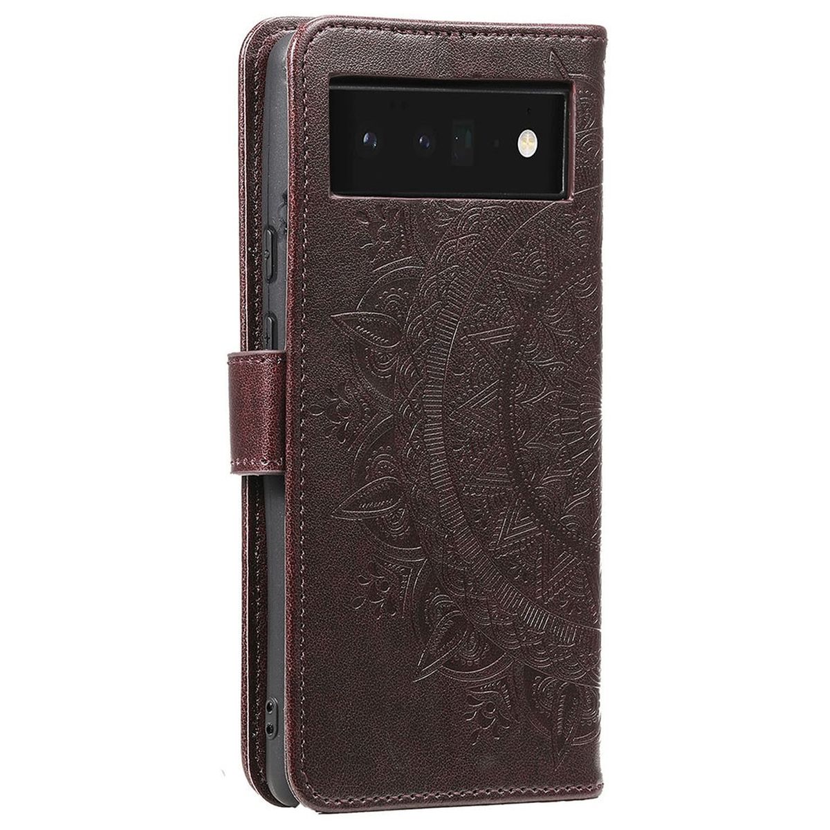 Hülle für Google Pixel 7 Handyhülle Flip Case Cover Schutzhülle Mandala Braun
