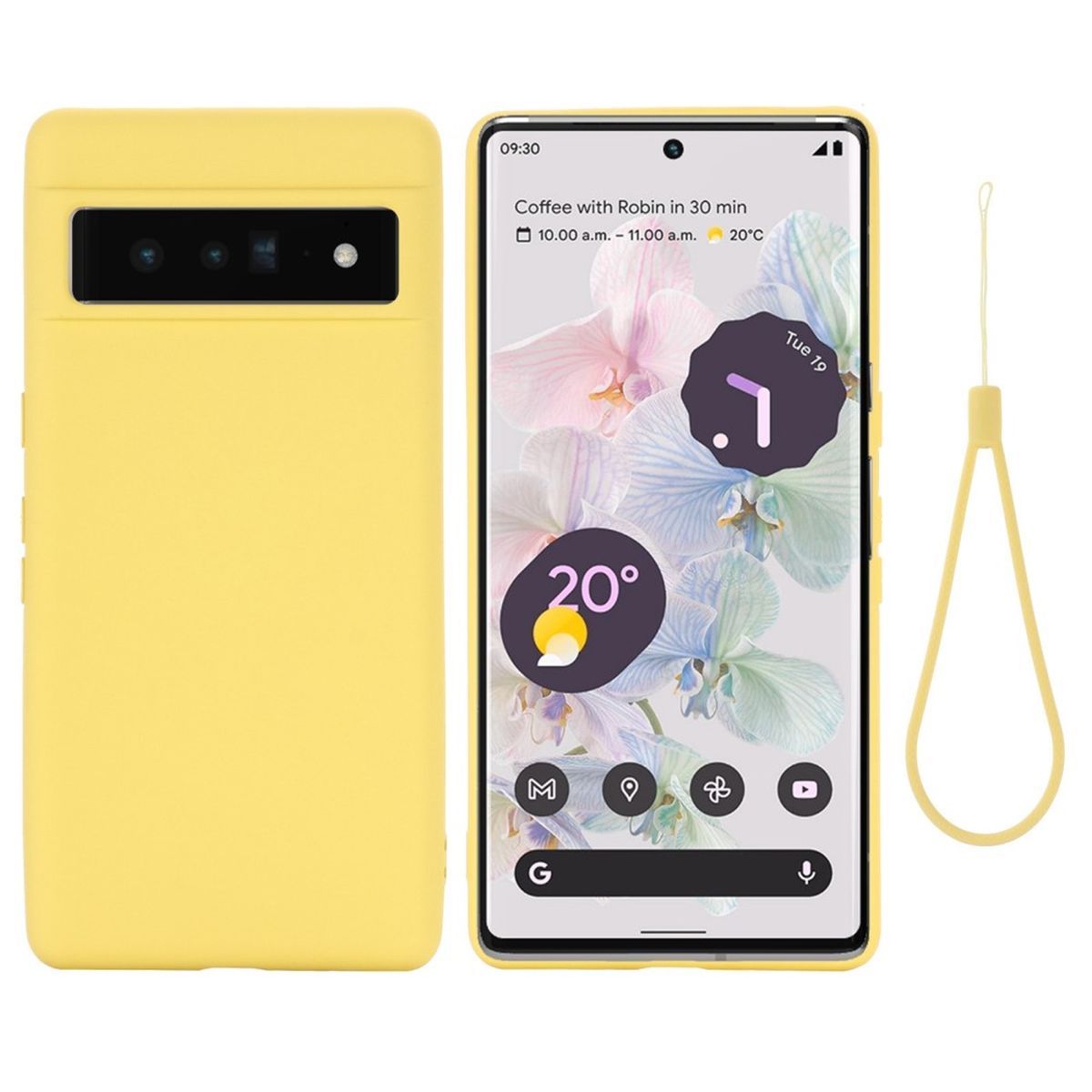 Hülle für Google Pixel 7 Pro Handyhülle Silikon Case Bumper Cover Matt Gelb