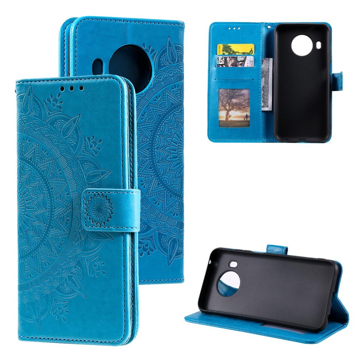 Hülle für Nokia X10/X20 Handyhülle Flip Case Cover Schutzhülle Etui Mandala Blau