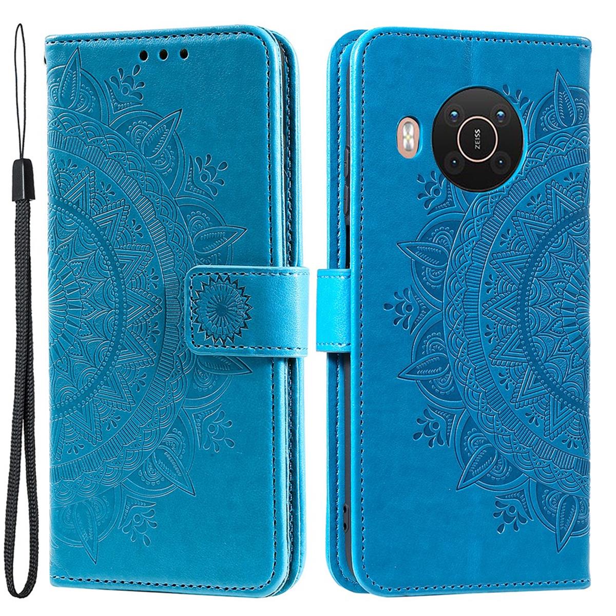 Hülle für Nokia X10/X20 Handyhülle Flip Case Cover Schutzhülle Etui Mandala Blau