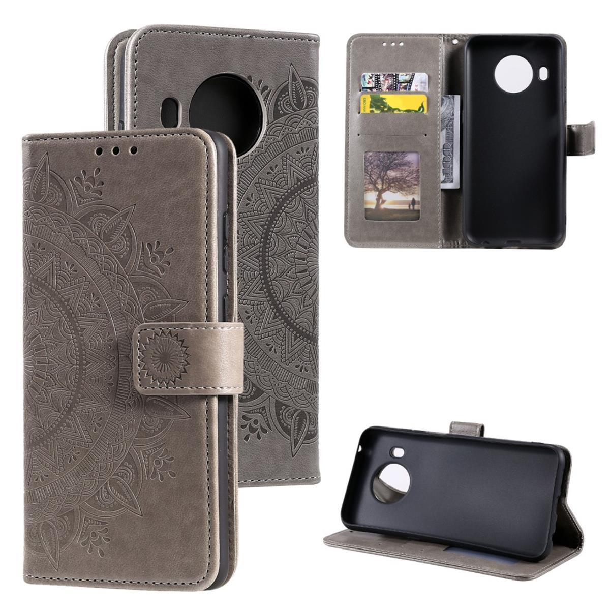 Hülle für Nokia X10/X20 Handyhülle Flip Case Cover Schutzhülle Etui Mandala Grau