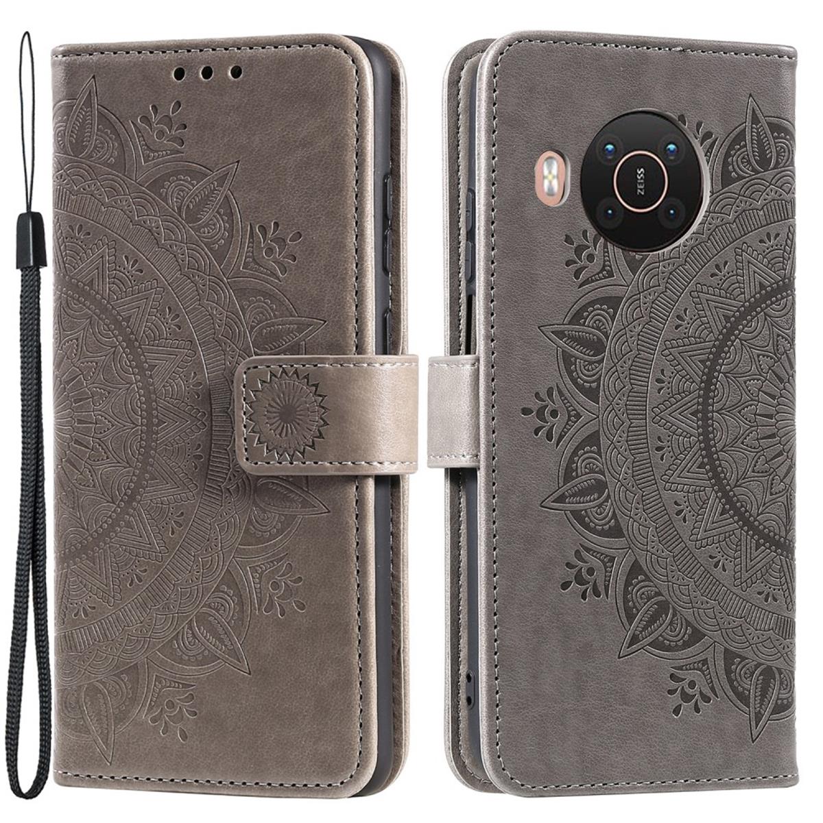 Hülle für Nokia X10/X20 Handyhülle Flip Case Cover Schutzhülle Etui Mandala Grau