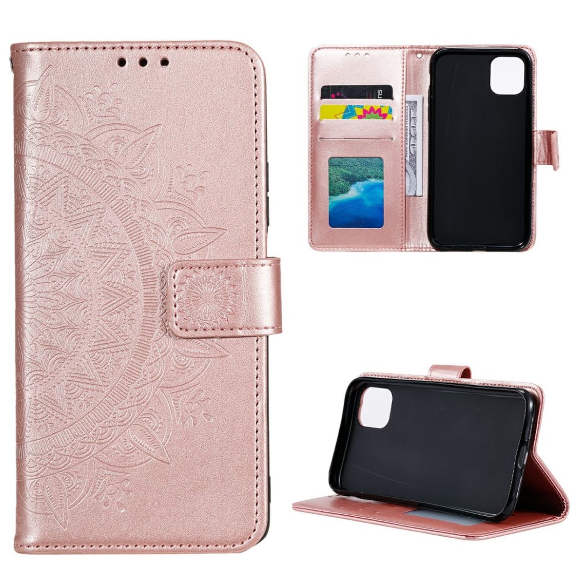 Hülle für Samsung Galaxy A03 Handyhülle Flip Case Cover Etui Mandala Rosegold