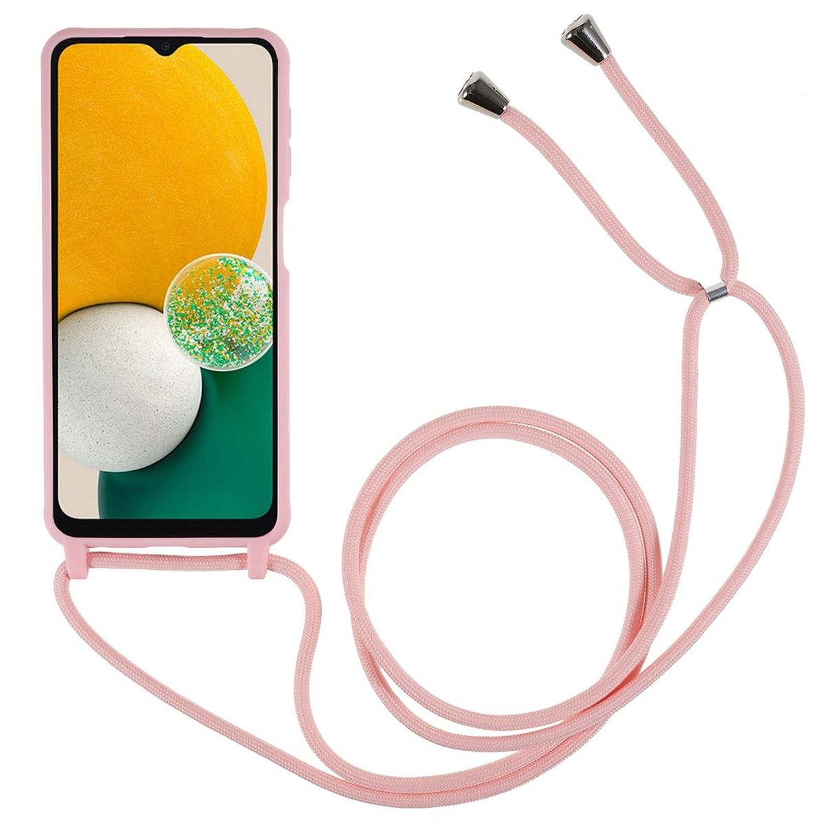 Hülle für Samsung Galaxy A13 4/5G/A04s Handy Silikon Case Handykette Schnur Rosa