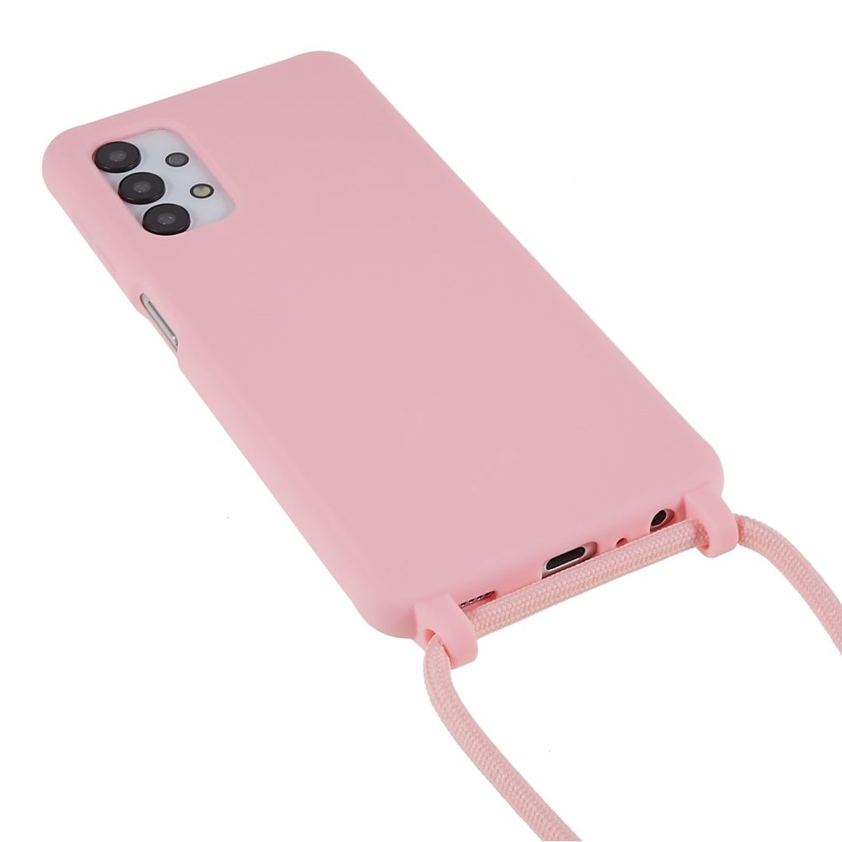 Hülle für Samsung Galaxy A13 4/5G/A04s Handy Silikon Case Handykette Schnur Rosa