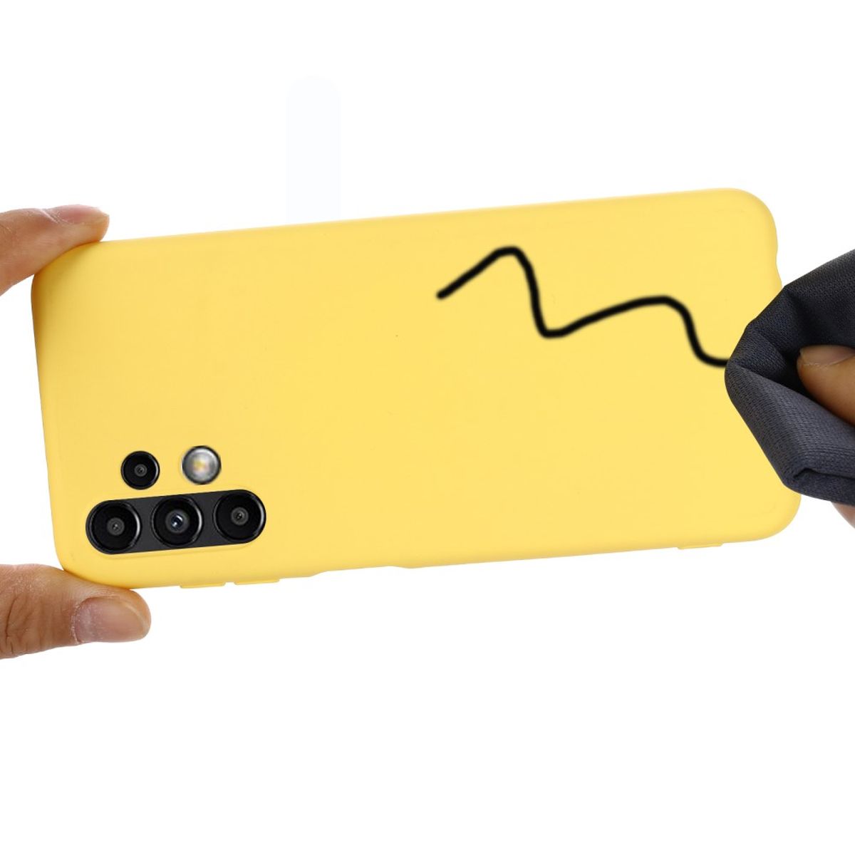 Hülle für Samsung Galaxy A13 4G Handyhülle Silikon Case Cover Bumper Matt Gelb