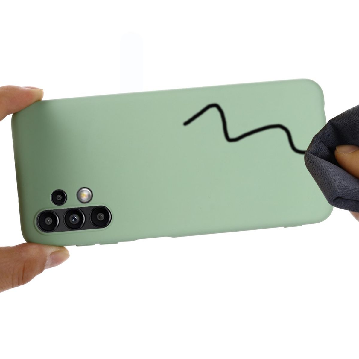 Hülle für Samsung Galaxy A13 4G Handyhülle Silikon Case Cover Bumper Matt Grün