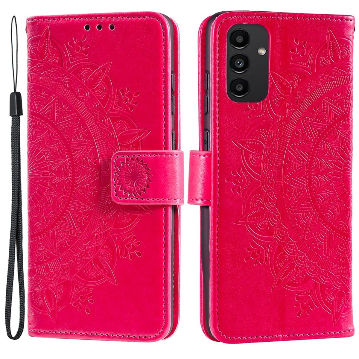 Hülle für Samsung Galaxy A13 5G/A04s Handyhülle Flip Cover Tasche Mandala Pink
