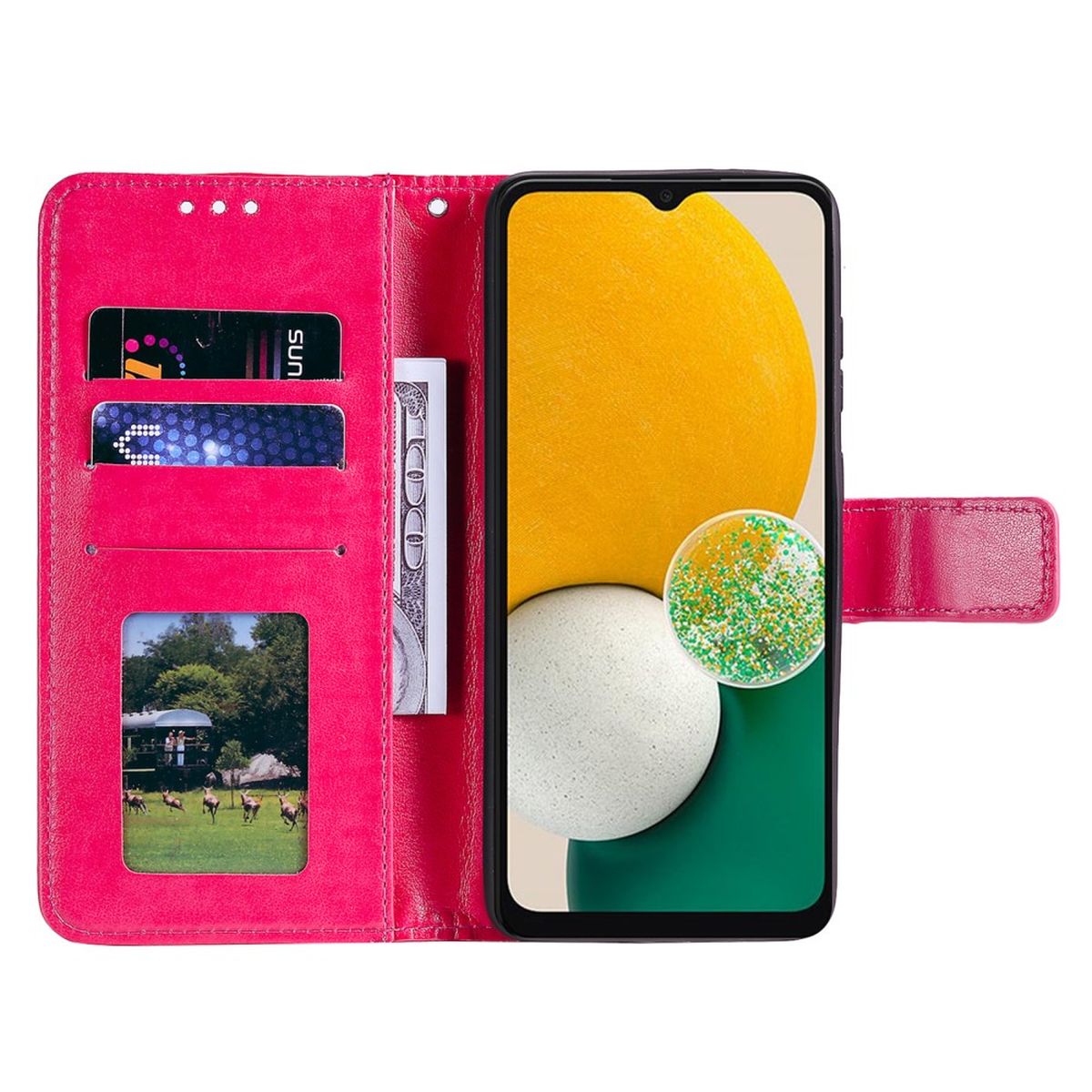 Hülle für Samsung Galaxy A13 5G/A04s Handyhülle Flip Cover Tasche Mandala Pink