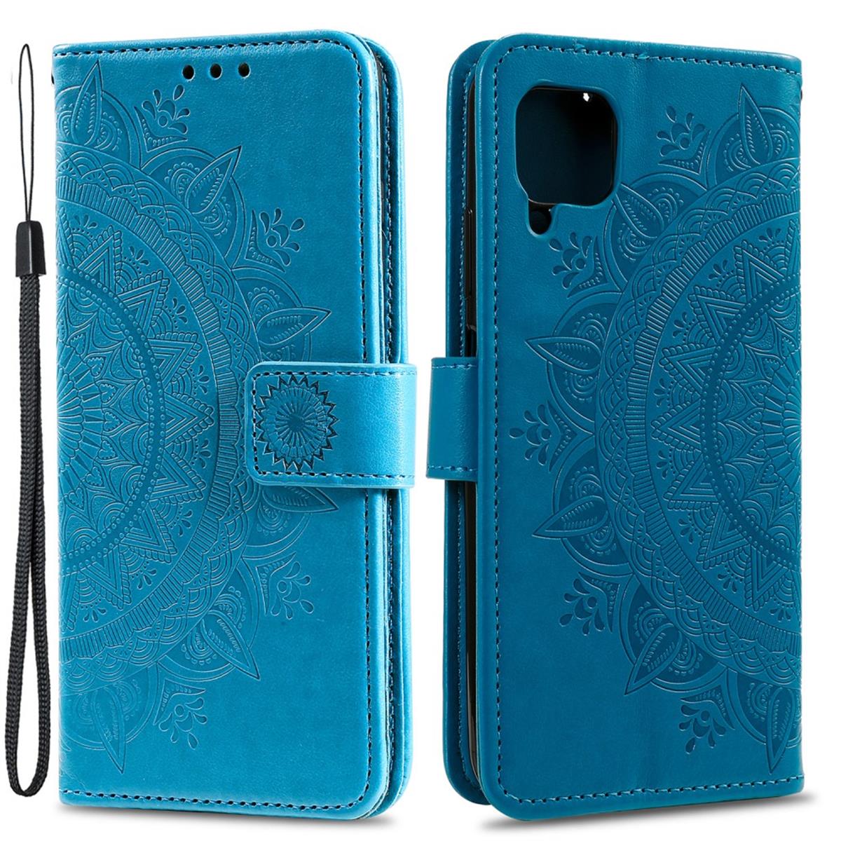 Hülle für Samsung Galaxy A22 4G Handyhülle Flip Case Cover Tasche Mandala Blau
