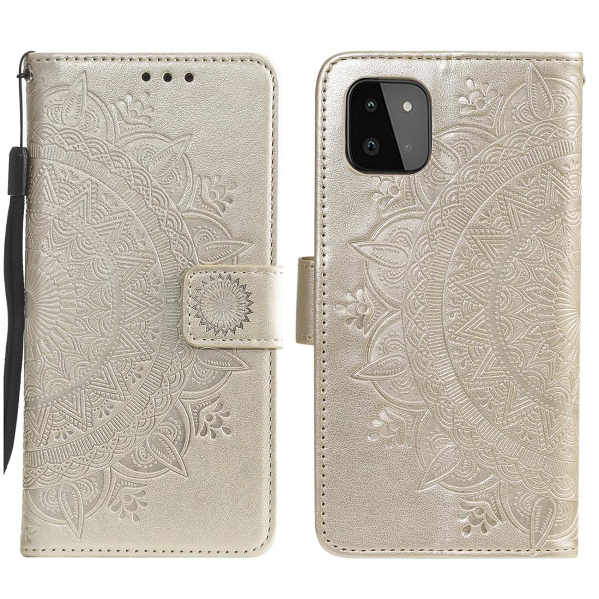 Hülle für Samsung Galaxy A22 5G Handyhülle Flip Case Cover Tasche Mandala Gold
