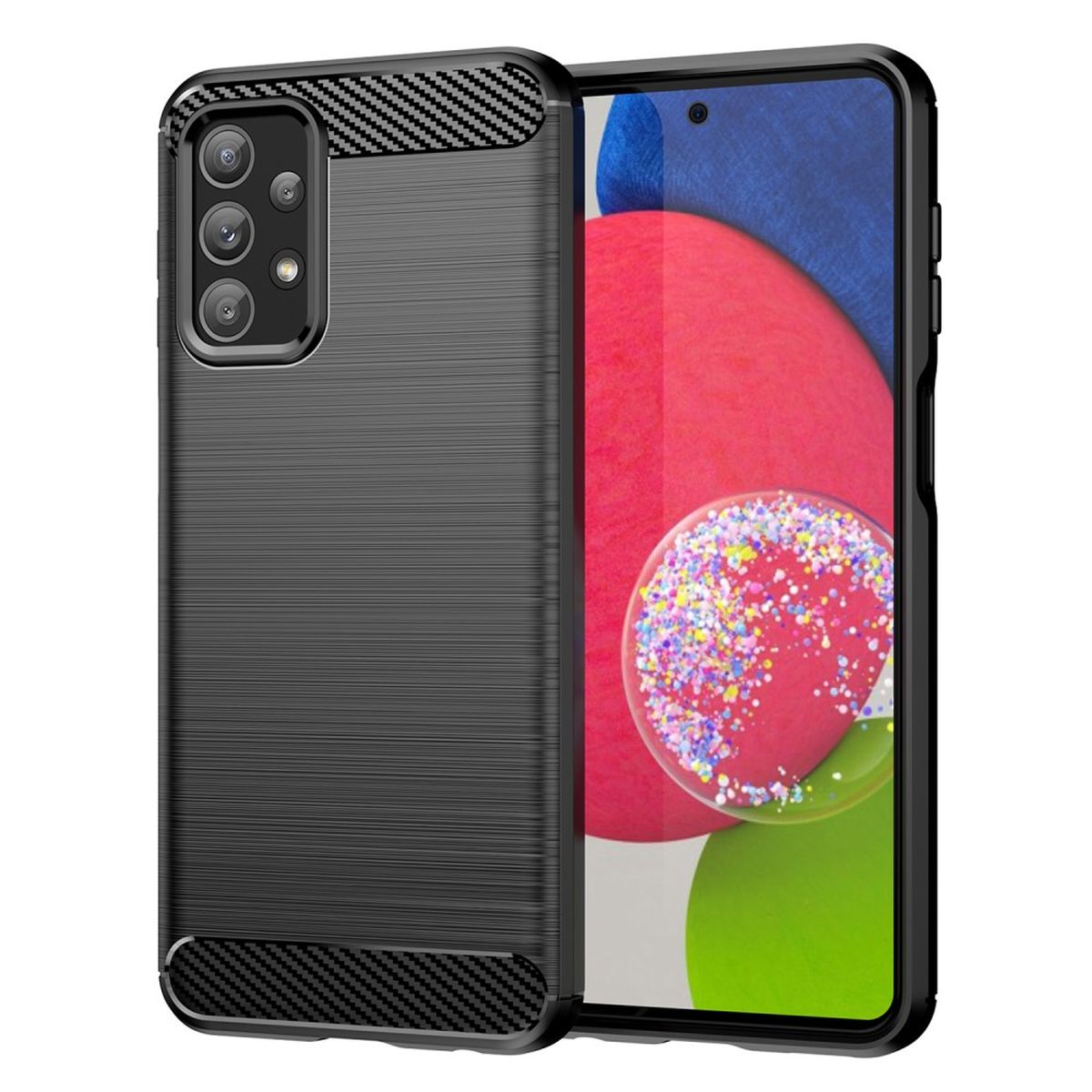 Hülle für Samsung Galaxy A23 Handyhülle Silikon Case Cover Bumper Carbonfarben