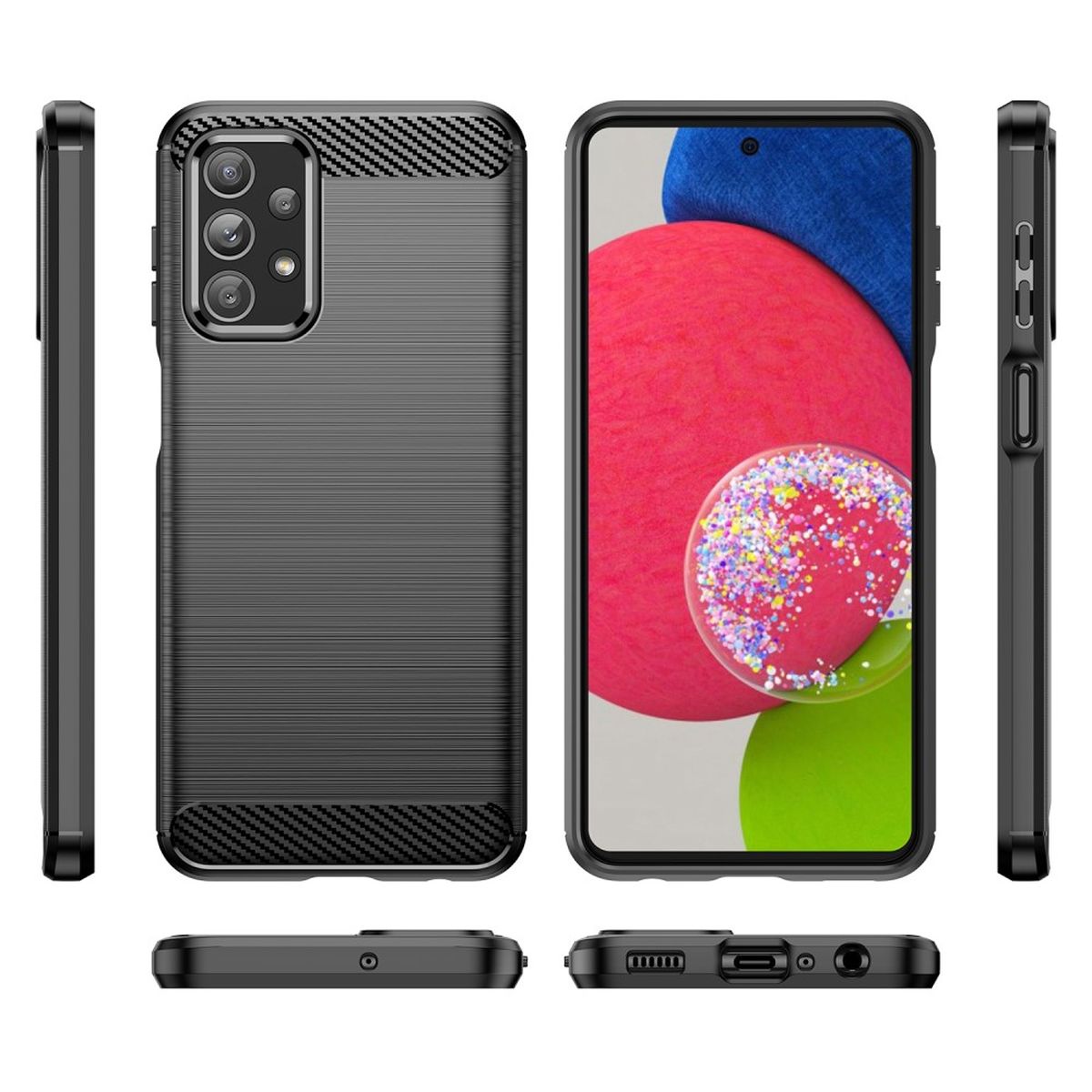 Hülle für Samsung Galaxy A23 Handyhülle Silikon Case Cover Bumper Carbonfarben