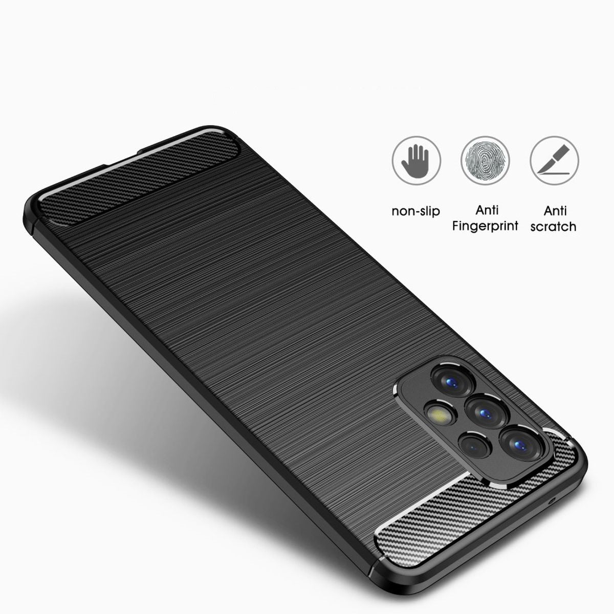 Hülle für Samsung Galaxy A33 5G Handyhülle Silikon Case Cover Carbonfarben