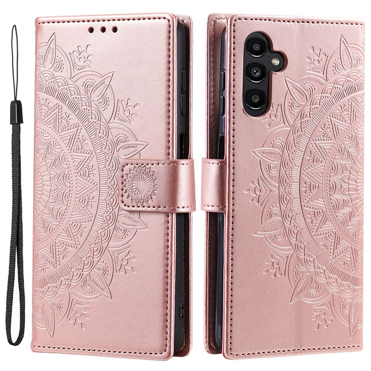 Hülle für Samsung Galaxy A34 5G Handyhülle Flip Case Cover Mandala Rosegold