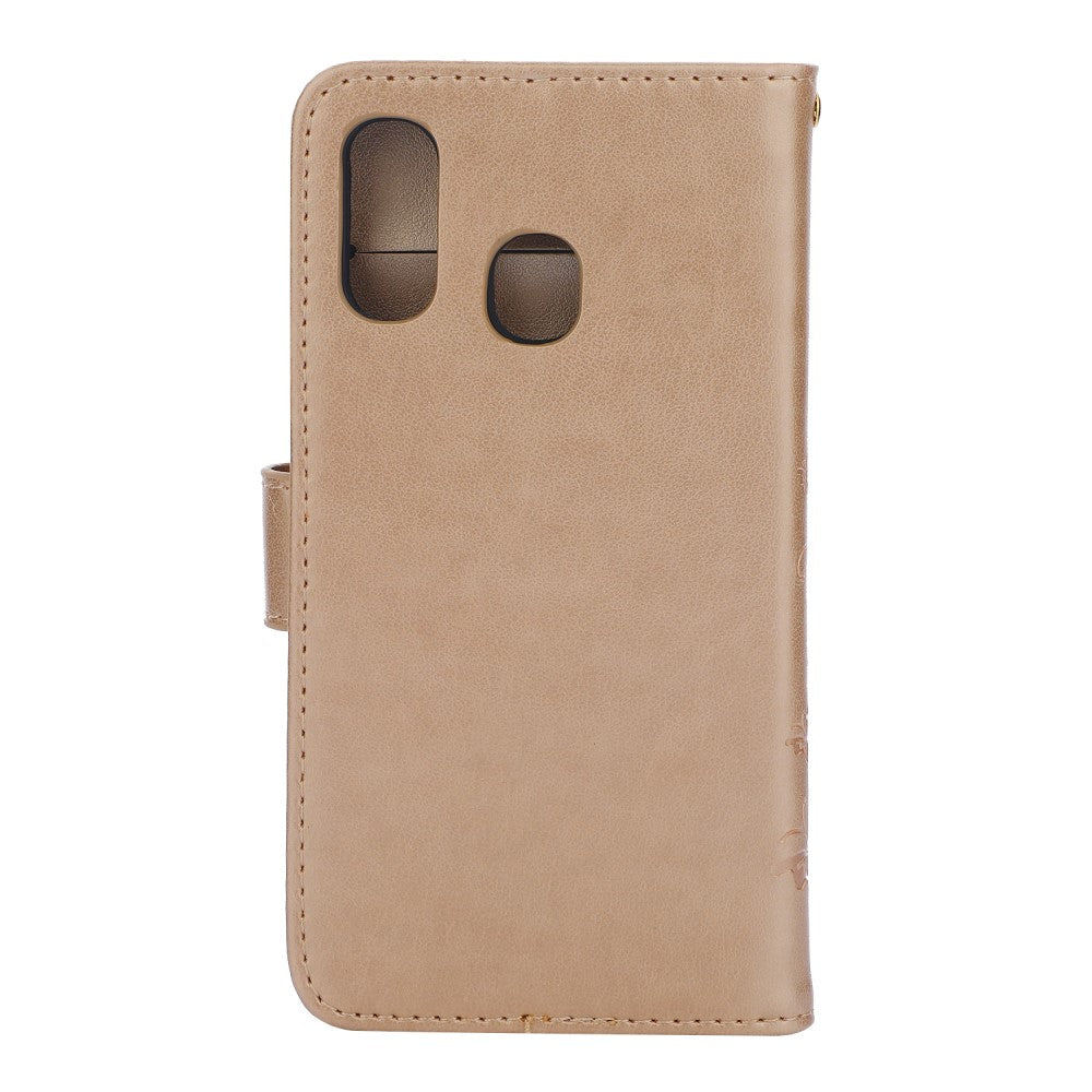 Hülle für Samsung Galaxy A40 Handyhülle Flip Case Schutz Tasche Etui Schmetterling Gold