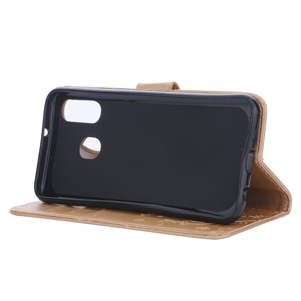 Hülle für Samsung Galaxy A40 Handyhülle Flip Case Schutz Tasche Etui Schmetterling Gold