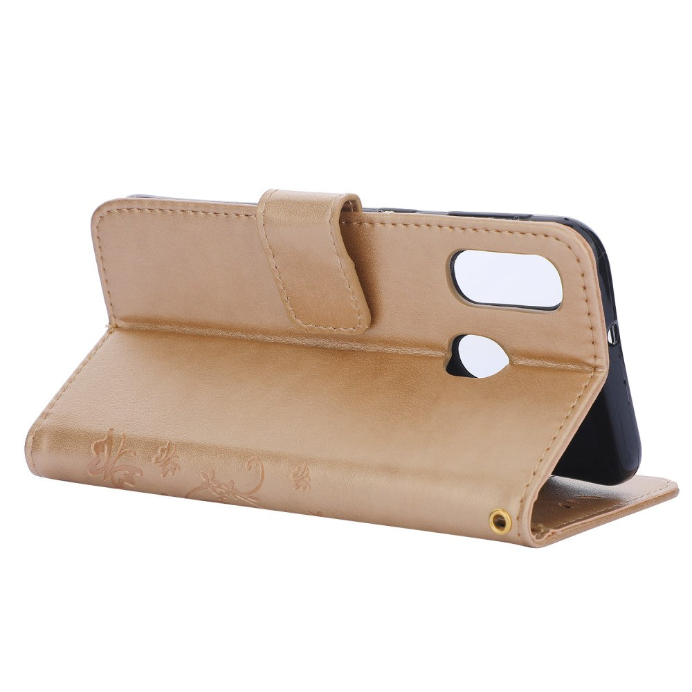 Hülle für Samsung Galaxy A40 Handyhülle Flip Case Schutz Tasche Etui Schmetterling Gold