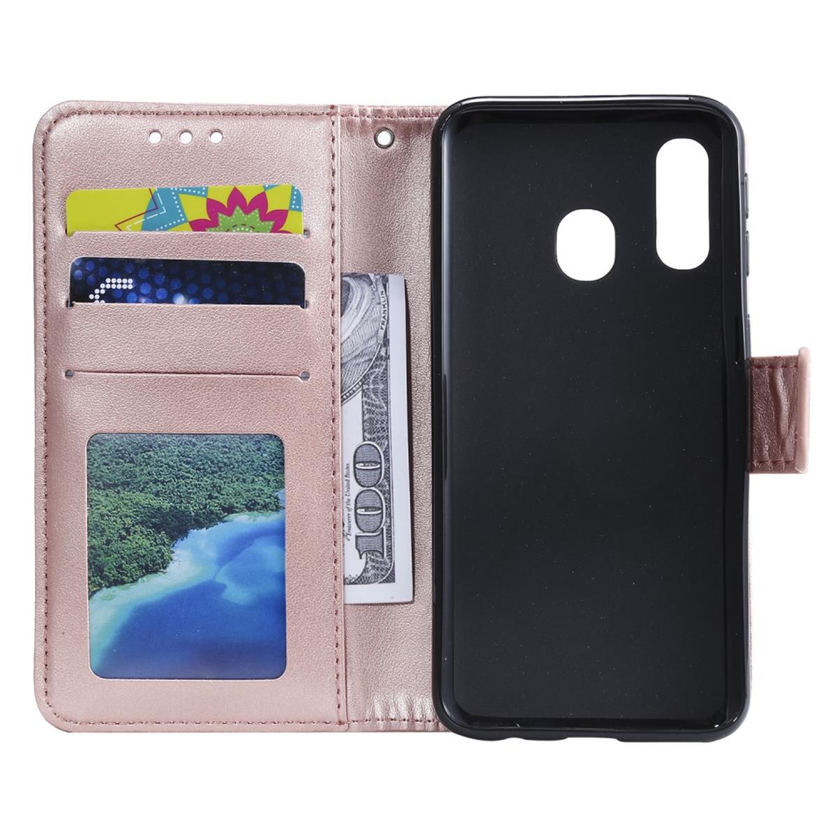 Hülle für Samsung Galaxy A40 Handyhülle Schutz Tasche Flip Case Cover Mandala Rosegold