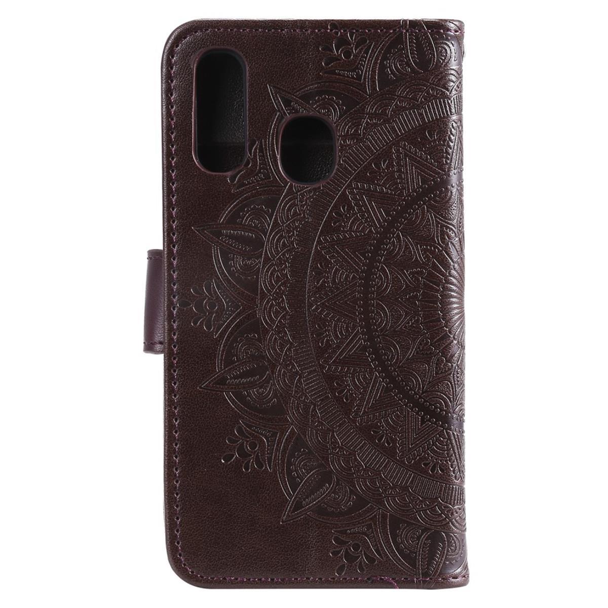 Hülle für Samsung Galaxy A40 Handyhülle Schutz Tasche Flip Case Etui Cover Mandala Braun
