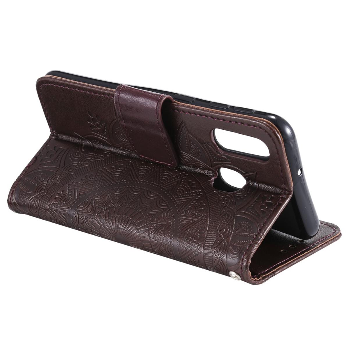 Hülle für Samsung Galaxy A40 Handyhülle Schutz Tasche Flip Case Etui Cover Mandala Braun