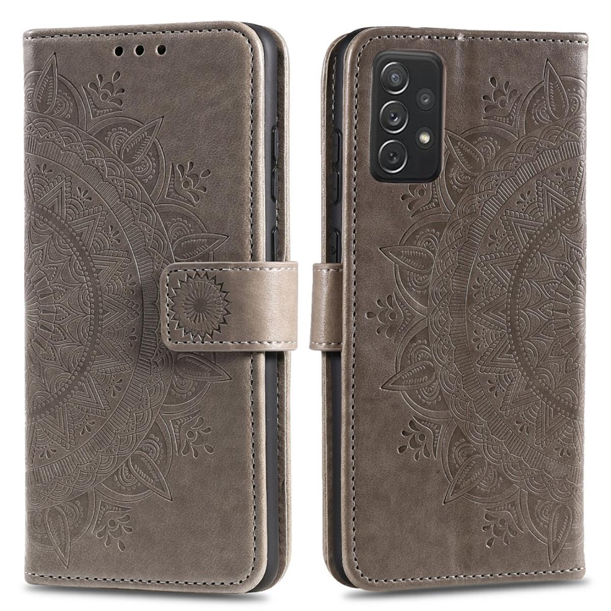 Hülle für Samsung Galaxy A52/A52 5G/A52s 5G Handy Flip Case Cover Mandala Grau