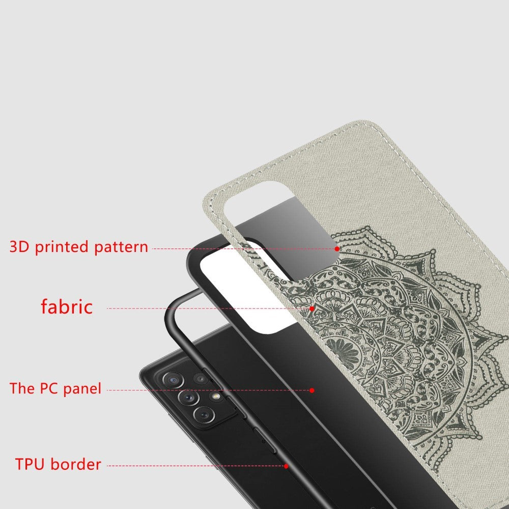 Hülle für Samsung Galaxy A52/A52 5G/A52s 5G Handyhülle Hybrid Cover Mandala Grau