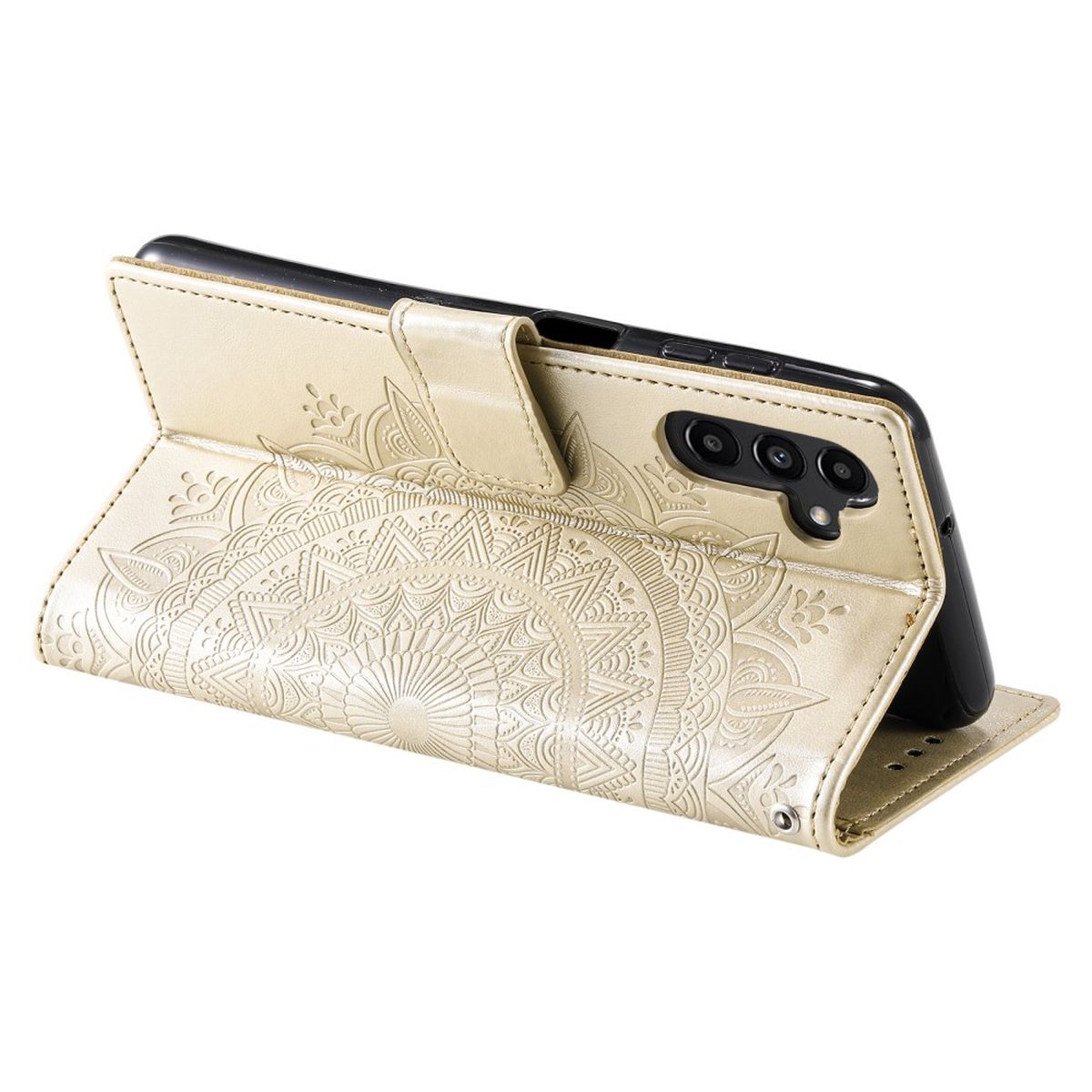 Hülle für Samsung Galaxy A54 5G Handyhülle Flip Case Cover Etui Mandala Gold