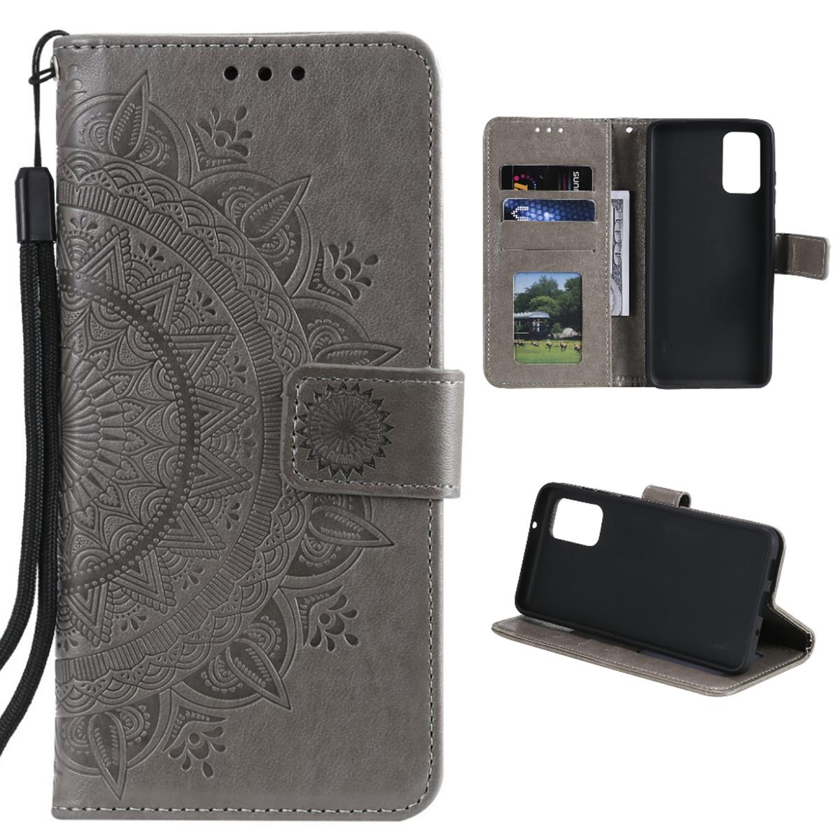 Hülle für Samsung Galaxy A72 Handyhülle Flip Case Cover Tasche Mandala Grau