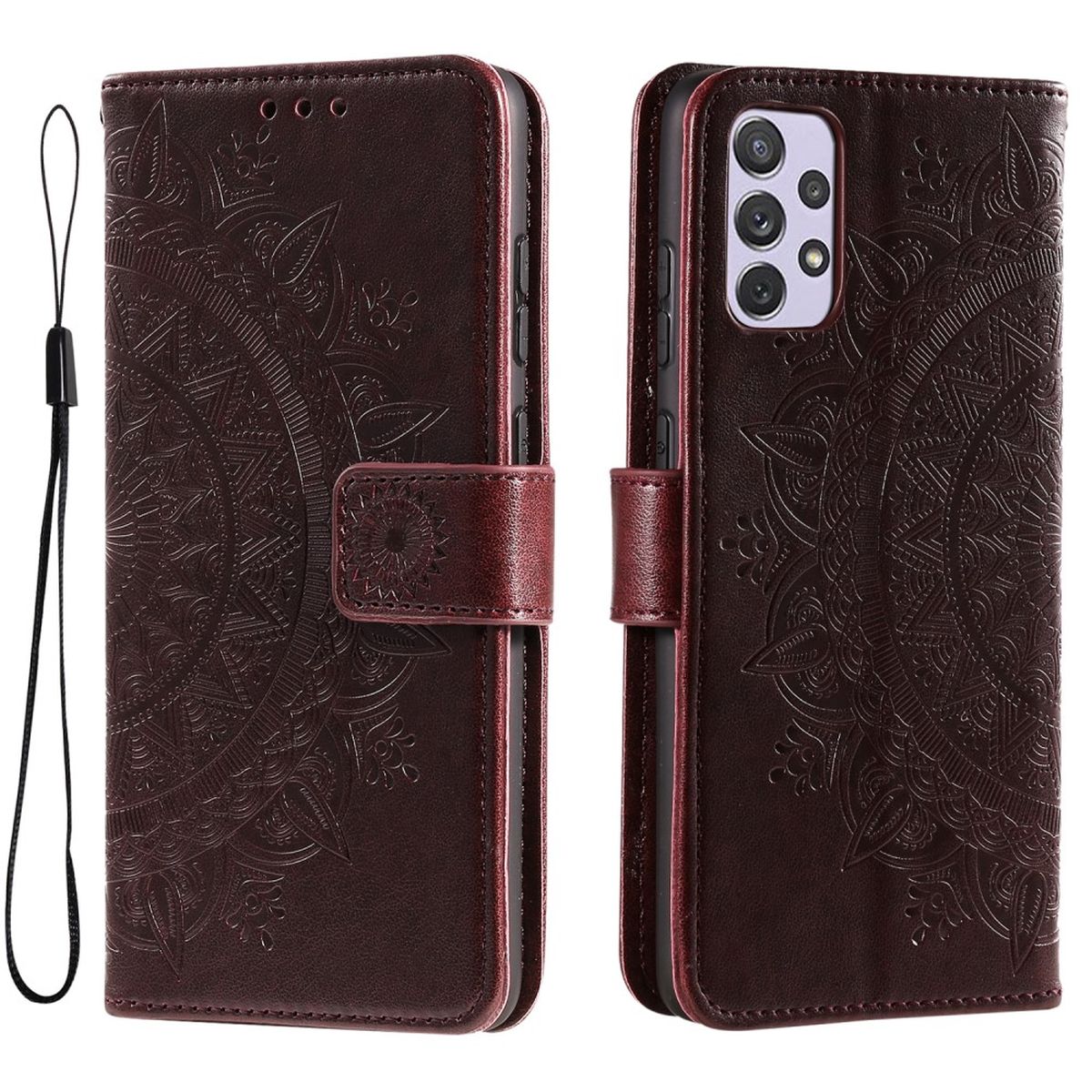 Hülle für Samsung Galaxy A73 5G Handyhülle Flip Case Cover Tasche Mandala Braun