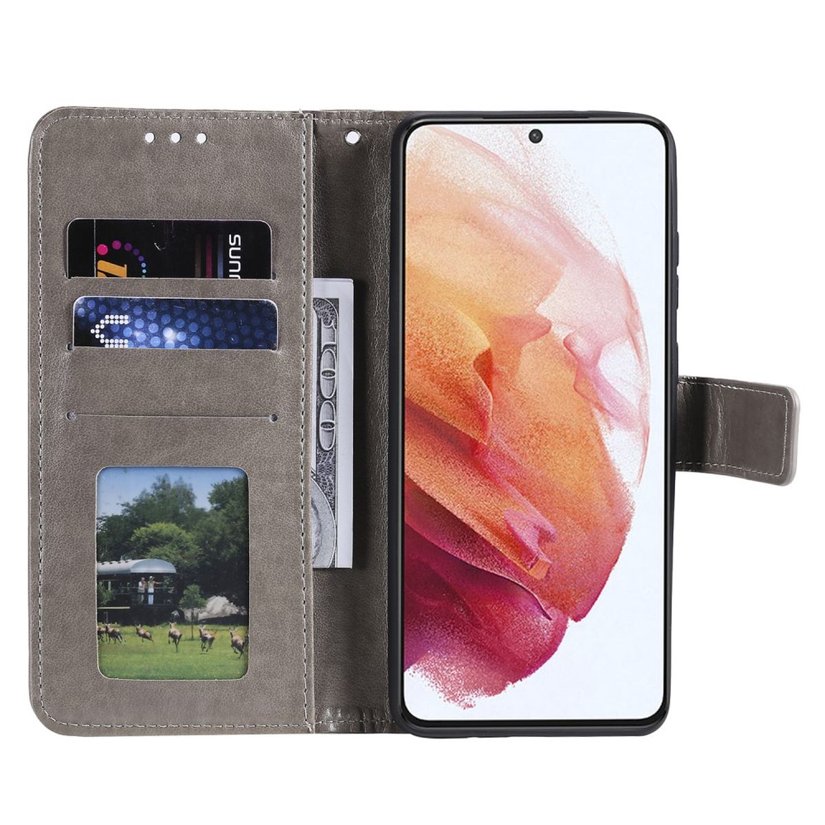 Hülle für Samsung Galaxy A73 5G Handyhülle Flip Case Cover Tasche Mandala Grau
