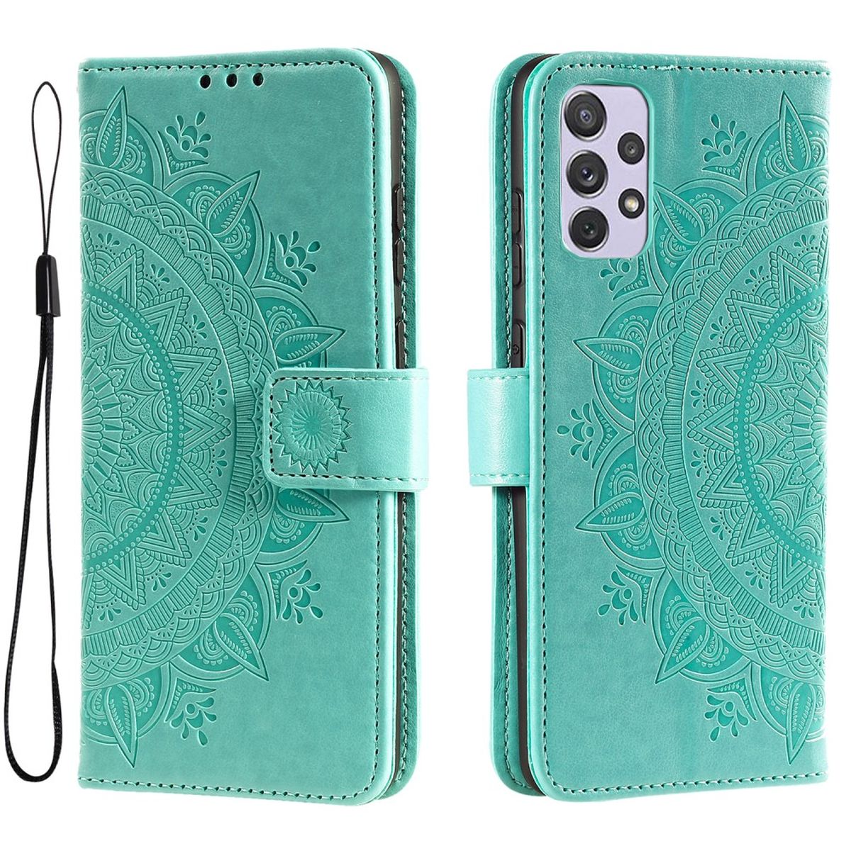 Hülle für Samsung Galaxy A73 5G Handyhülle Flip Case Cover Tasche Mandala Grün