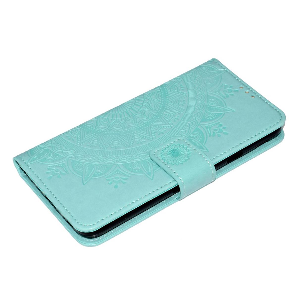 Hülle für Samsung Galaxy J4 2018 Handyhülle Flip Case Schutz Tasche Mandala Grün