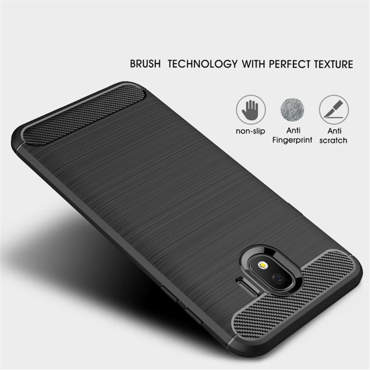 Hülle für Samsung Galaxy J4 2018 Handyhülle Schutzhülle Cover Case Carbon farben
