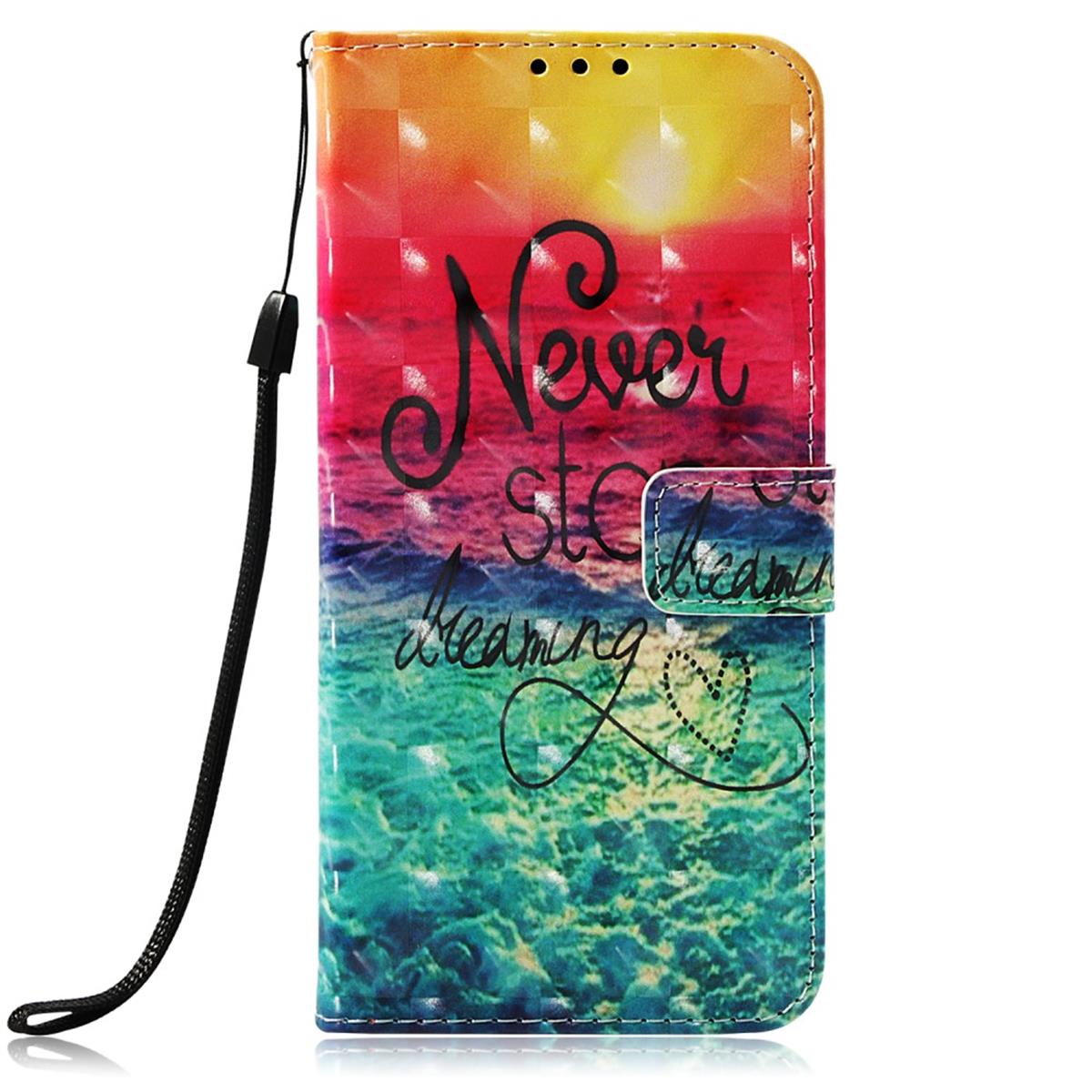 Hülle für Samsung Galaxy J8 2018 Handyhülle Flip Case Motiv Etui Never Stop