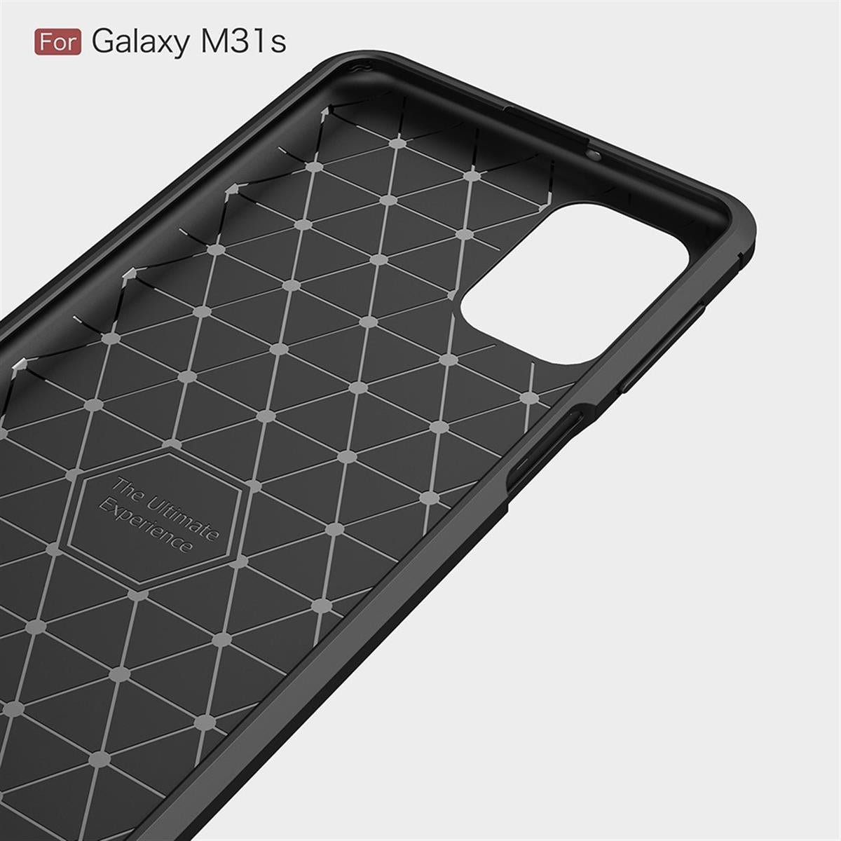 Hülle für Samsung Galaxy M31s Handyhülle Silikon Case Cover Bumper Carbonfarben