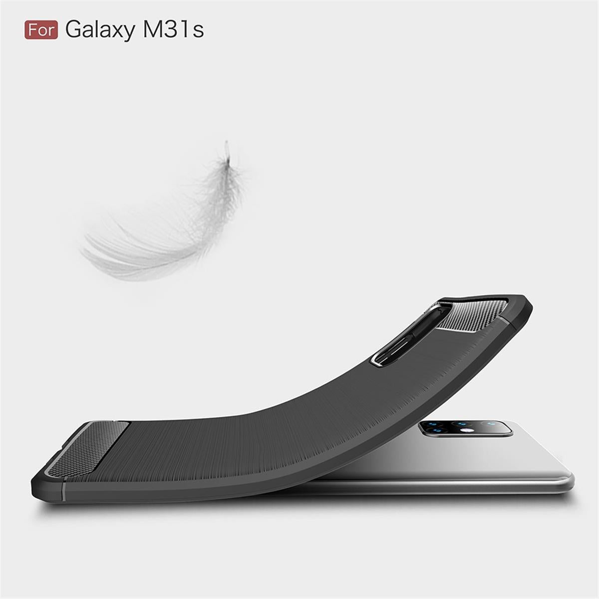 Hülle für Samsung Galaxy M31s Handyhülle Silikon Case Cover Bumper Carbonfarben
