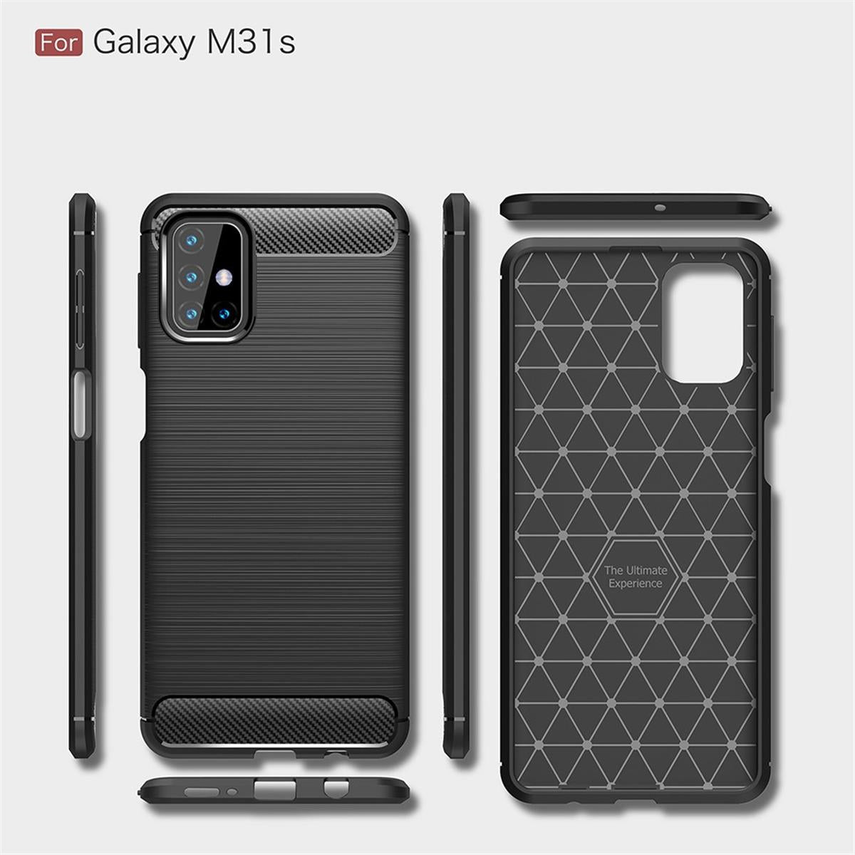 Hülle für Samsung Galaxy M31s Handyhülle Silikon Case Cover Bumper Carbonfarben