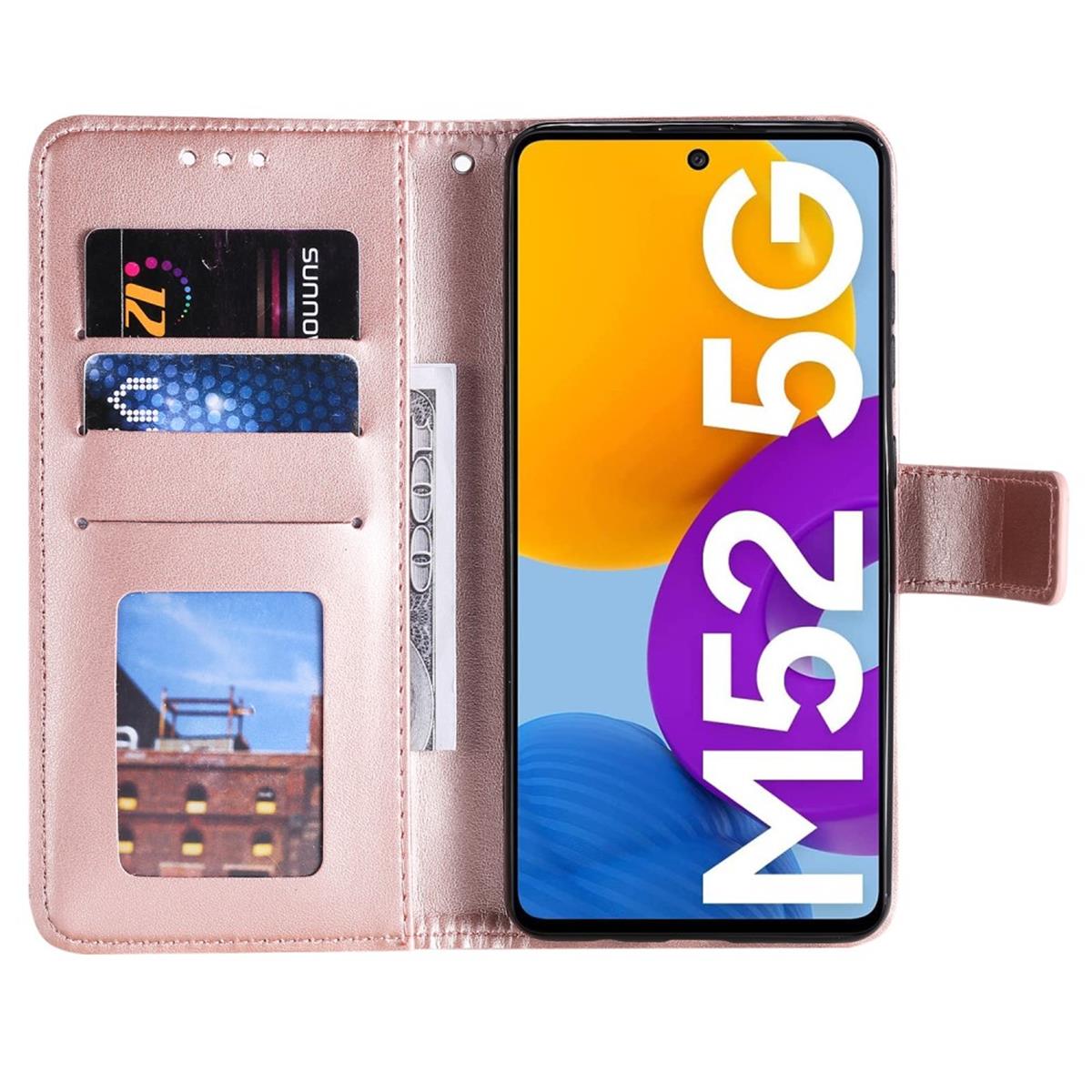 Hülle für Samsung Galaxy M52 5G Handyhülle Flip Case Cover Etui Mandala Rosegold