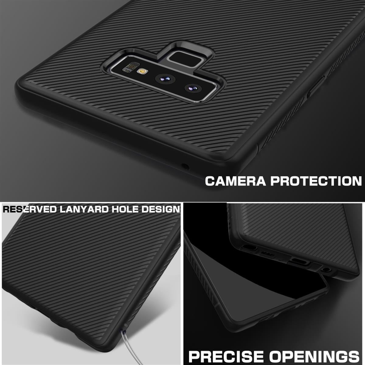 Hülle für Samsung Galaxy Note 9 Handyhülle Silikon Case Cover Carbonfarben