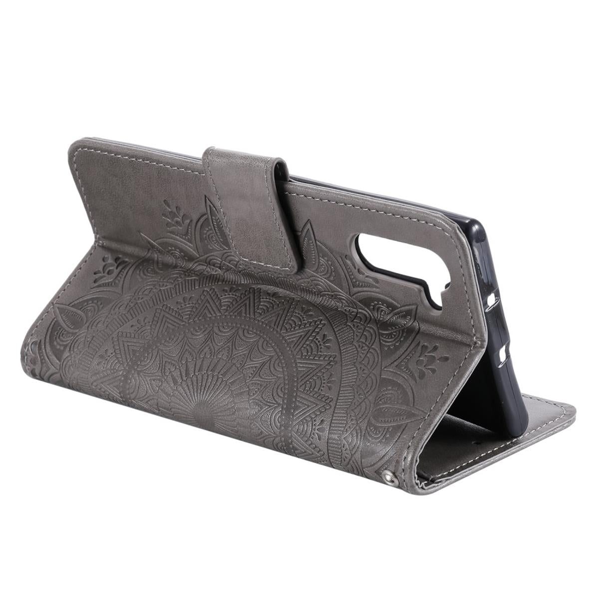 Hülle für Samsung Galaxy Note10 Handyhülle Schutz Tasche Flip Case Cover Mandala Grau