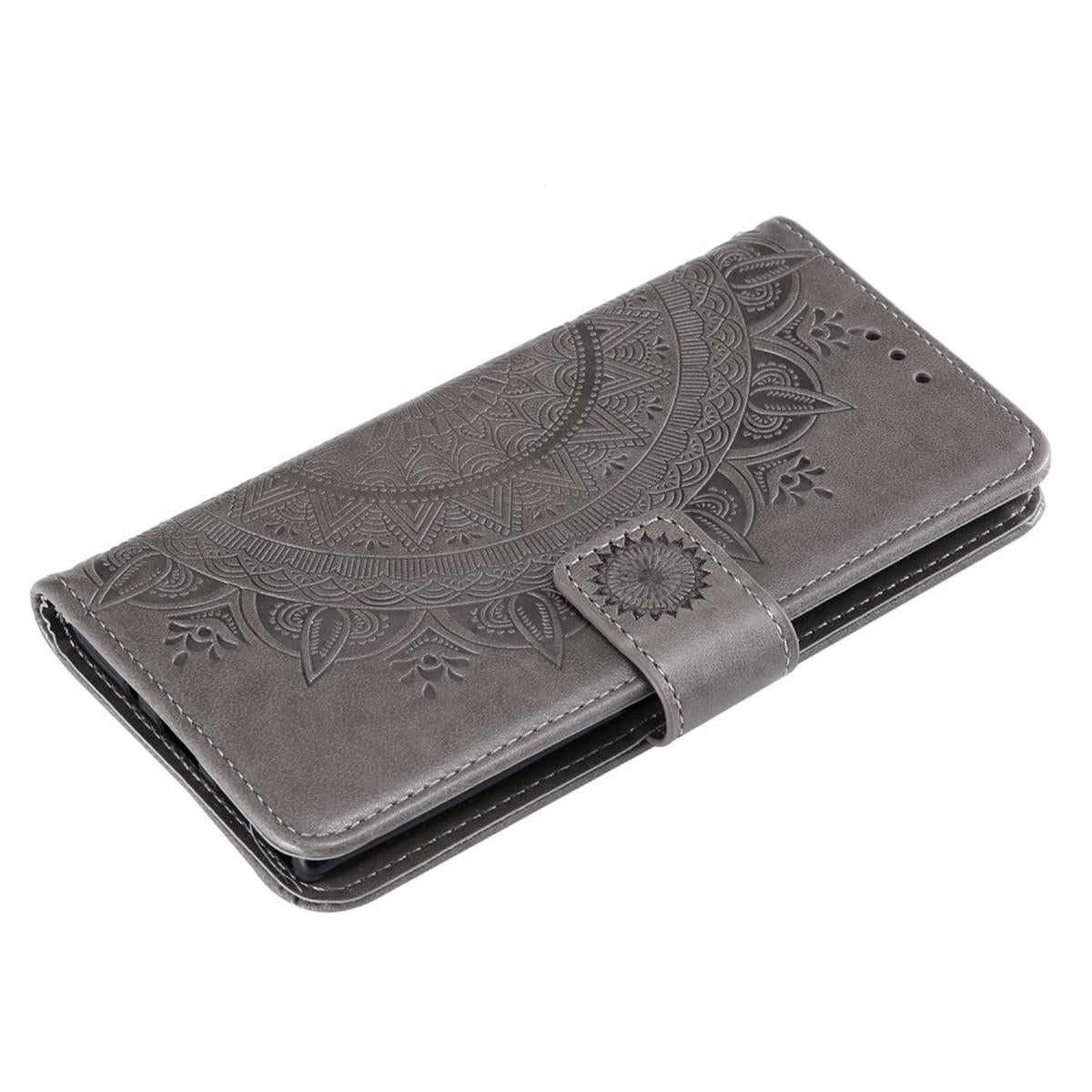 Hülle für Samsung Galaxy Note10 Handyhülle Schutz Tasche Flip Case Cover Mandala Grau
