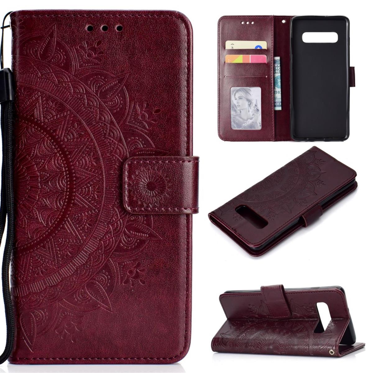 Hülle für Samsung Galaxy S10 Handyhülle Flip Case Cover Bumper Mandala Braun