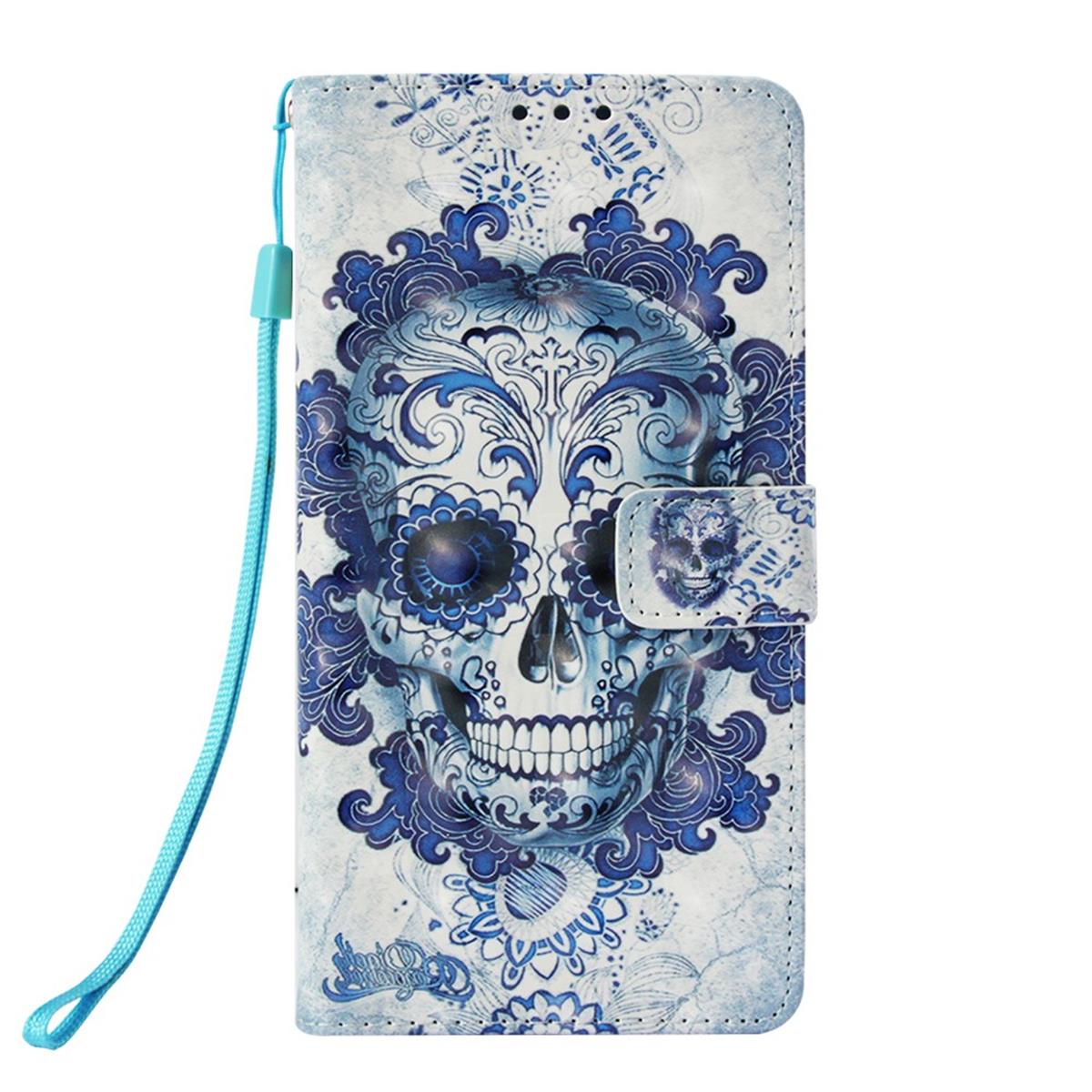 Hülle für Samsung Galaxy S10 Handyhülle Flip Case Cover Bumper Motiv Totenkopf