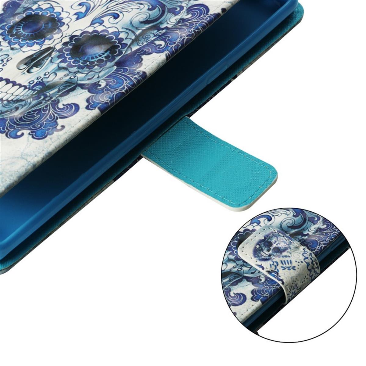 Hülle für Samsung Galaxy S10 Handyhülle Flip Case Cover Bumper Motiv Totenkopf