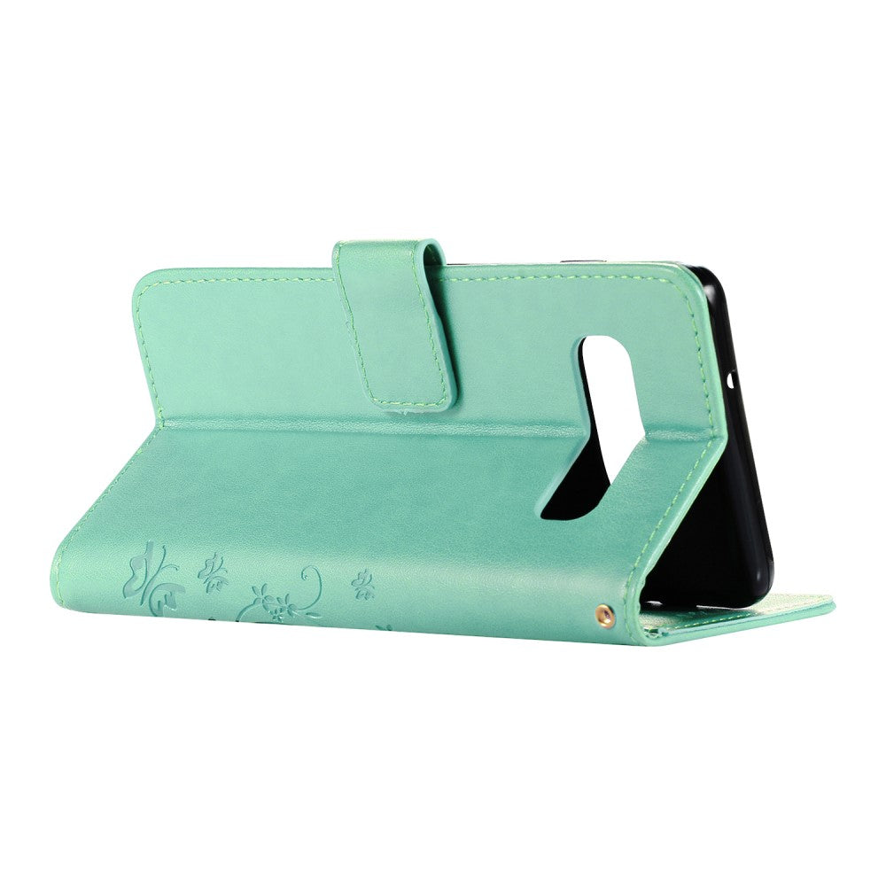 Hülle für Samsung Galaxy S10 Handyhülle Flip Case Cover Schmetterling Grün