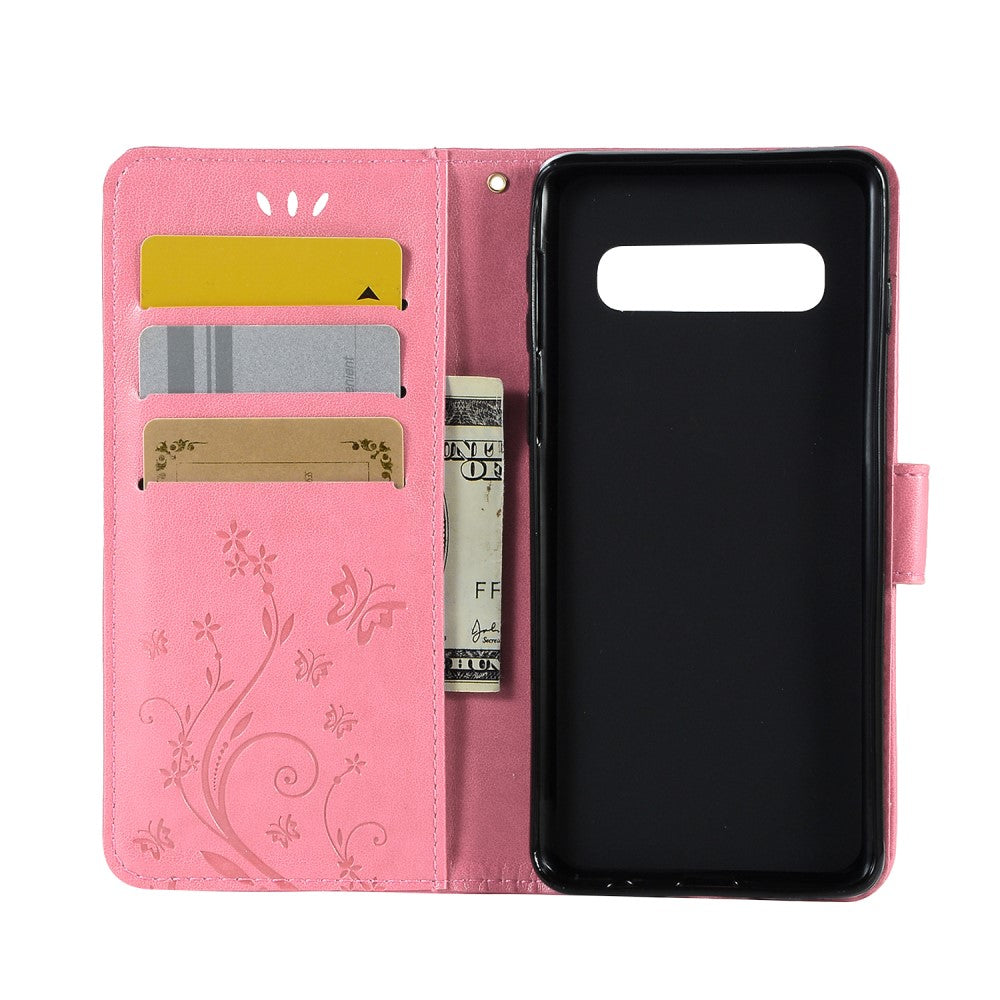 Hülle für Samsung Galaxy S10 Handyhülle Flip Case Cover Schmetterling Rosa