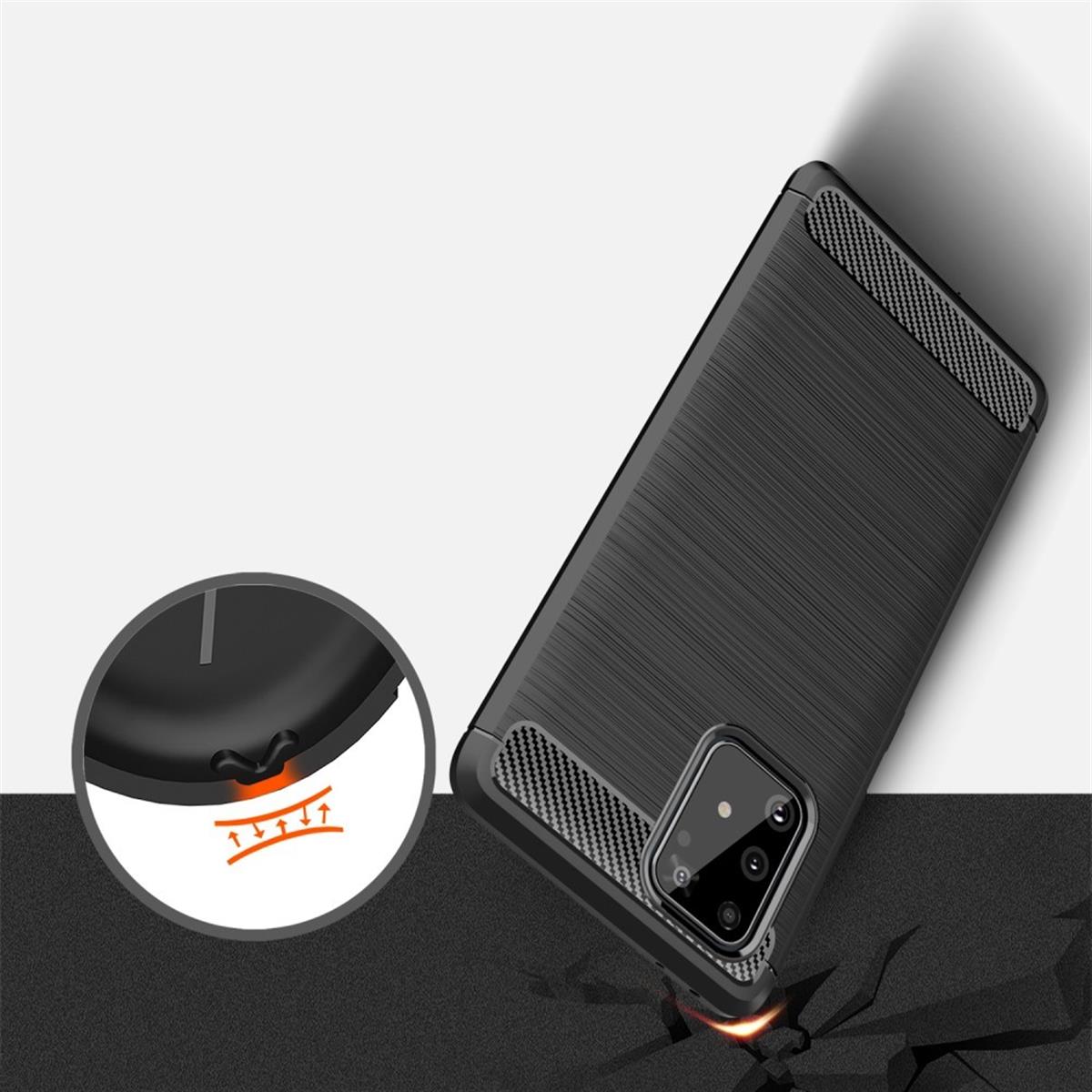 Hülle für Samsung Galaxy S10 Lite Handyhülle Silikon Case Cover Carbonfarben