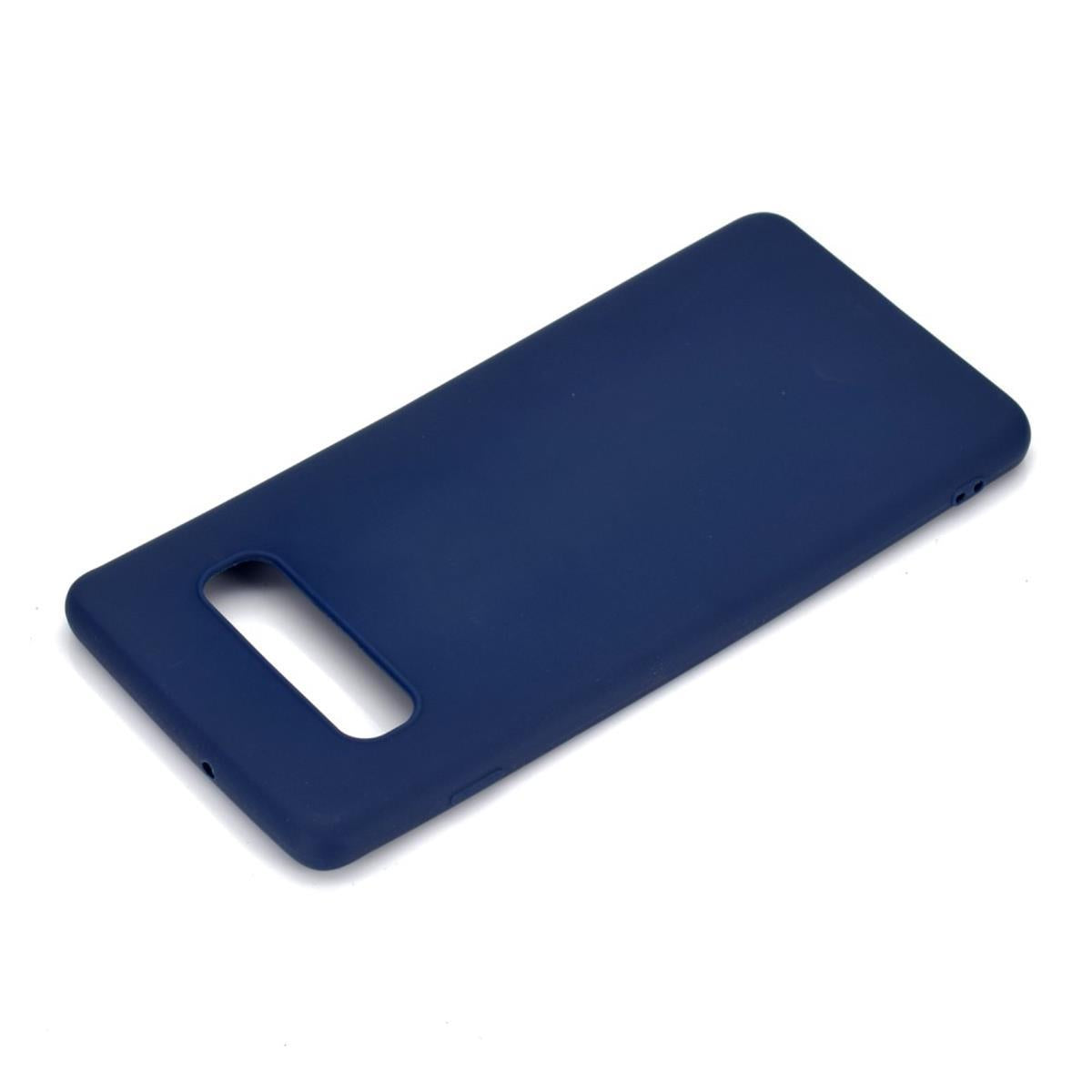 Hülle für Samsung Galaxy S10+ (Plus) Handyhülle Silikon Case Cover Matt Blau