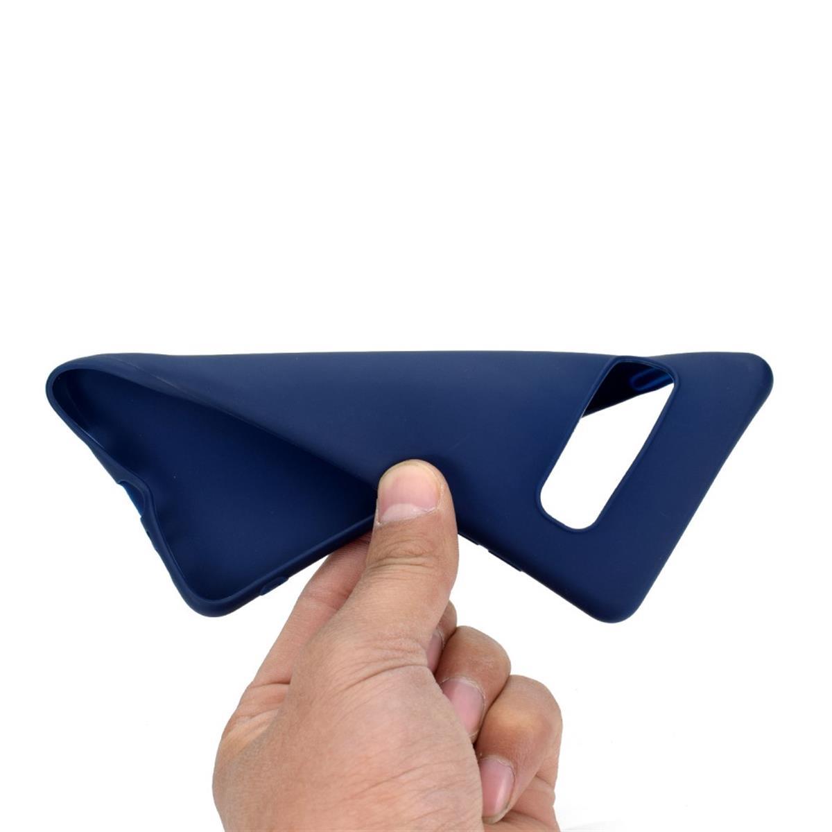 Hülle für Samsung Galaxy S10+ (Plus) Handyhülle Silikon Case Cover Matt Blau
